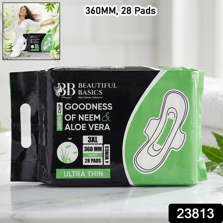 Beautiful Basics Neem Aloe Vera Sanitary Pads 3xl 360mm Night (28 Pads)