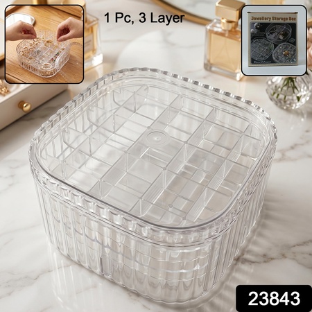 Jewellery Storage Box  3 Layer Clear Organizer For Small Accessories