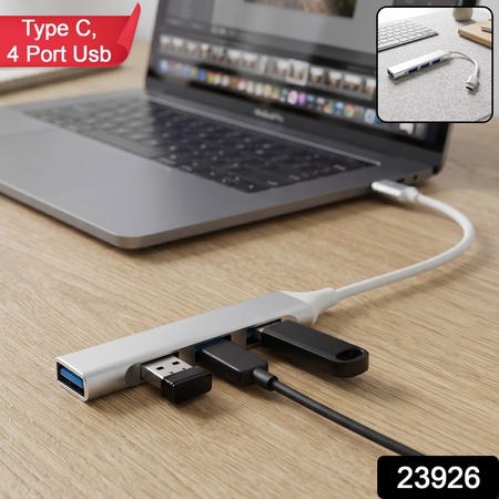 Type C To Four Port Usb Hub Multi Interface Adapter For Laptop And Phone (1 Pc)