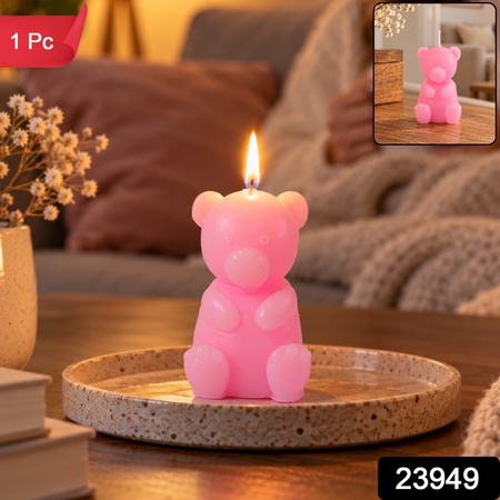 Small Teddy Bear Shaped Wax Candle For Home Decor And Party Tables (1 Pc)