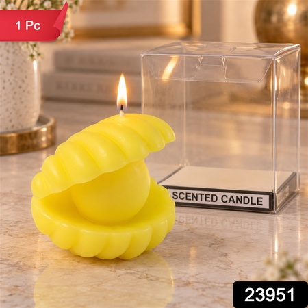 Shell Shaped Scented Wax Candle With Pearl Centre For Home Table Decor (1 Pc)