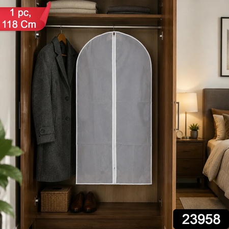 Plastic Suit Cover With Full Zipper For Wardrobe Garment Storage And Travel Use