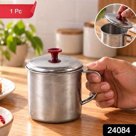 Stainless Steel Tea And Coffee Mug With Handle And Lid (1 Pc)