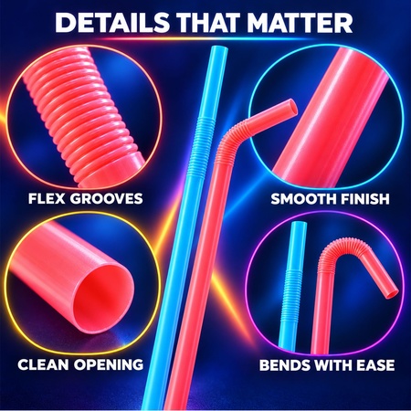 Colourful Bendable Plastic Drinking Straws For Juice And Parties (60 Pc)