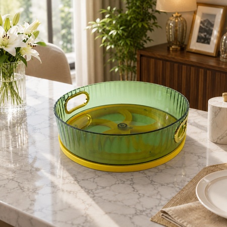 Plastic Round Rotating Storage Basket Tray With Handles For Kitchen  Home (1 Pc)