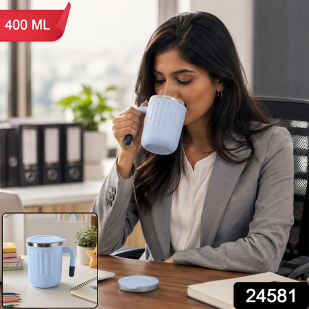 Apex Office Mug 400 Ml With Handle And Lid Steel Rim Coffee Mug (1 Pc)apex Office Mug 400 Ml With Handle And Lid Steel Rim Coffee Mug (1 Pc)