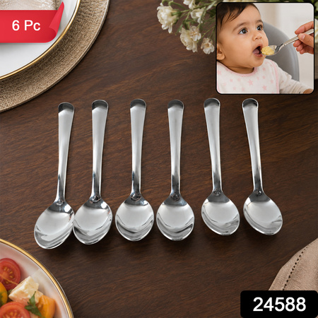 Apex Stainless Steel Baby Feeding Spoon Set With Round Bowl Tip (6 Pc)