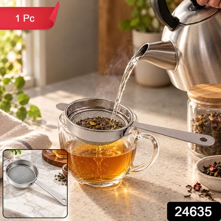 Apex Stainless Steel Tea Strainer No 3 With Long Handle Fine Mesh Chalni (1 Pc)