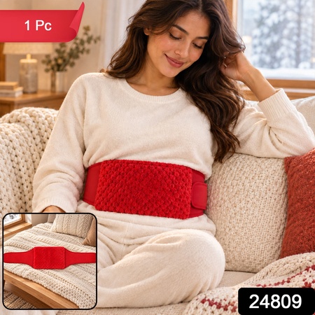 Soft Plush Adjustable Waist Warmer Belt With Pocket For Comfortable Indoor Wear