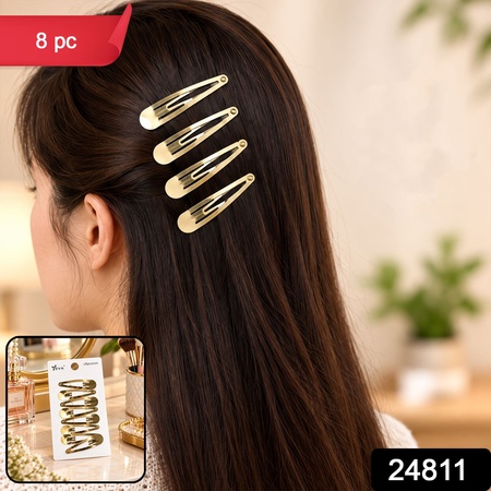 Gold Metal Hair Pins With Smooth Finish For Easy Everyday Hair Styling (8 Pc)