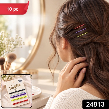 Multicolor Metal Hair Pins With Smooth Coated Finish For Everyday Styling (10 Pc)