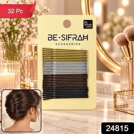 Metal Hair Pins 32 Piece Set With Smooth Rounded Tips For Styling (5cm)