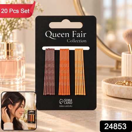 Earth Tone Metal Bobby Pins Set In Brown Orange And Mustard (20 Pc)