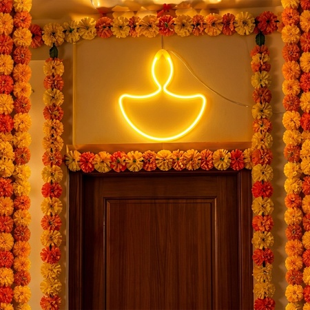 White Led Diya Shape Hanging Light For Festive Diwali Home Decor (1 Pc)