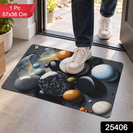 Pebble Print Decorative Floor Mat For Indoor Entryways (1 Pc 57x38 Cm)
