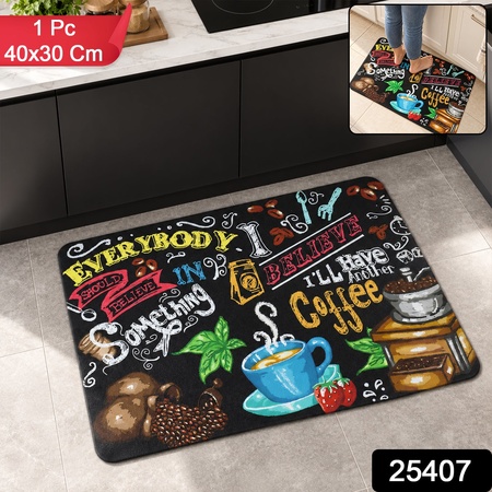 Coffee Print Decorative Floor Mat For Kitchen And Home (1 Pc 40x30 Cm)