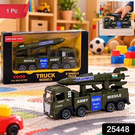 Pullback Army Truck Toy With Movable Missile Model For Kids Indoor Play (1 Pc)