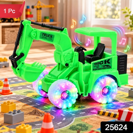 Musical Excavator Truck Toy With Rgb Led Lights And Moving Arm (1 Pc)