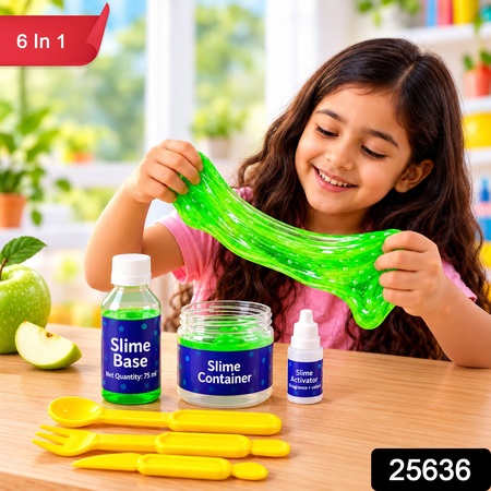Green Apple Scented Diy Slime Making Kit For Kids Creative Play (6 In 1)