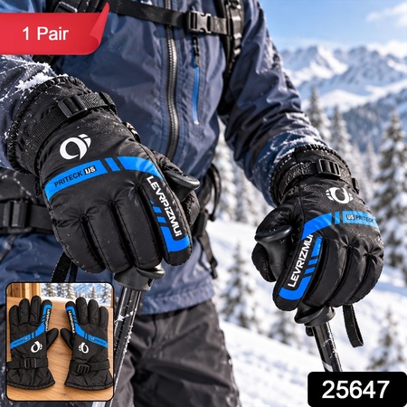 Winter Full-finger Gloves With Fleece Lining And Adjustable Wrist Buckles (1 Pair)
