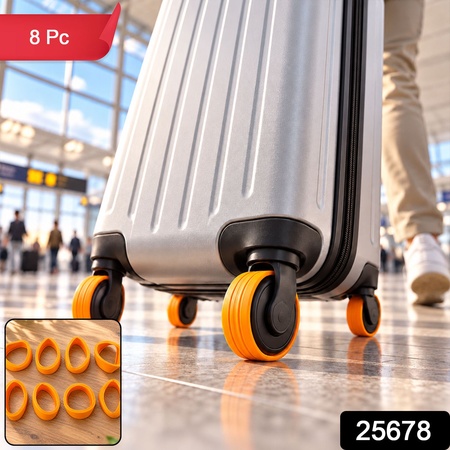 Silicone Trolley Bag Wheel Cover Protectors With Ribbed Grip (8 Pc Set)
