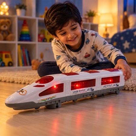 Electric Bullet Train Toy With Flashing Lights For Kids Indoor Play (1 Pc)