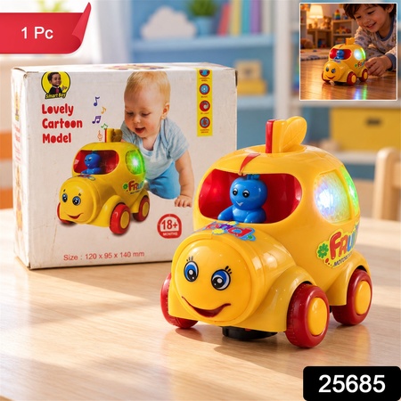 Fruit Musical Toy Car With Colourful Lights  Cartoon Driver For Kids (1 Pc)