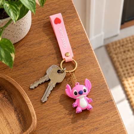 Cartoon Character Keychain With Loop Strap And Charm (1 Pc Mix Design)