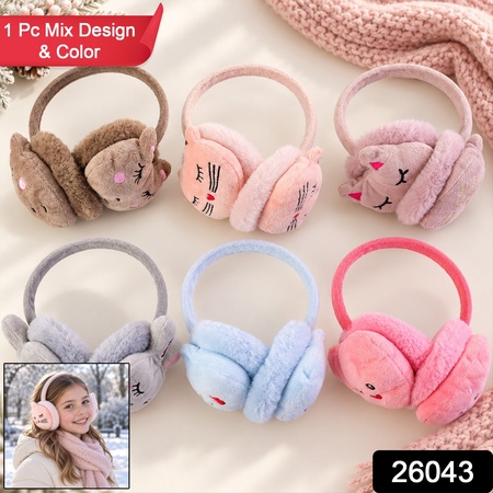 Plush Winter Warm Ear Muffs With Animal Faces (1 Pc Mix Design  Color)