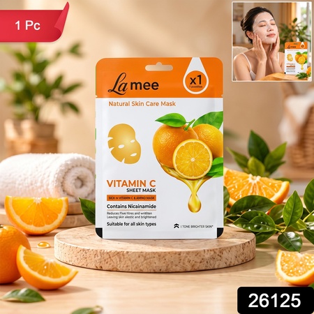 Vitamin C Facial Sheet Mask With Niacinamide For Hydrating Skin Care (1 Pc)