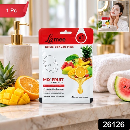 Mix Fruit Facial Sheet Mask With Niacinamide For Hydrating Skin Care (1 Pc)