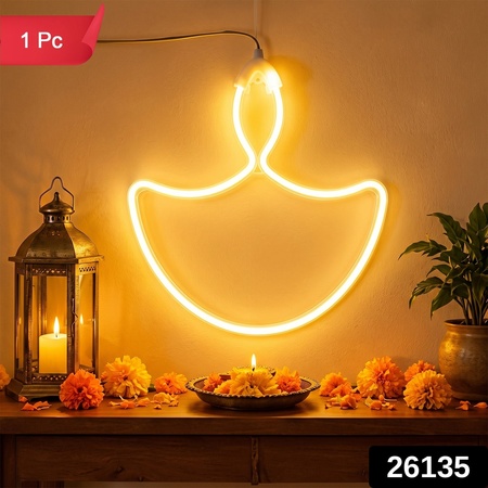 Diya Shape Warm White Led Hanging Light For Diwali  Pooja Room Decor (1 Pc)