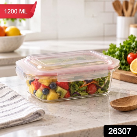 Plastic Airtight Food Storage Container With Clip Lock Lid For Kitchen Organisation (1200 Ml)