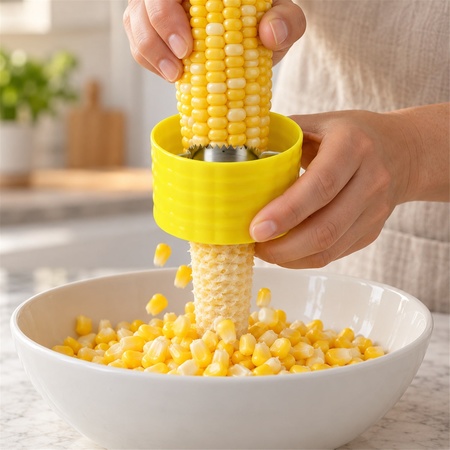 Mini Manual Corn Cutter With Serrated Ring For Kitchen Food Prep (1 Pc)