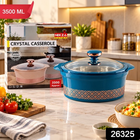 Crystal Casserole With Stainless Steel Inner Bowl And Glass Lid (3500 Ml)