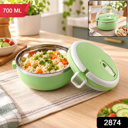 Single Layer Stainless Steel Inner Lunch Box With Carry Handle (700 Ml)