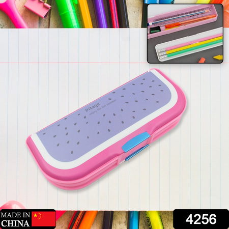4256 Multipurpose Compass Box Pencil Box With 2 Compartments For School Cartoon Printed Pencil Case For Kids Birthday Gift For Girls Boys Cartoon Printed Pencil Case For Kids (Mix Color 1 Pc)