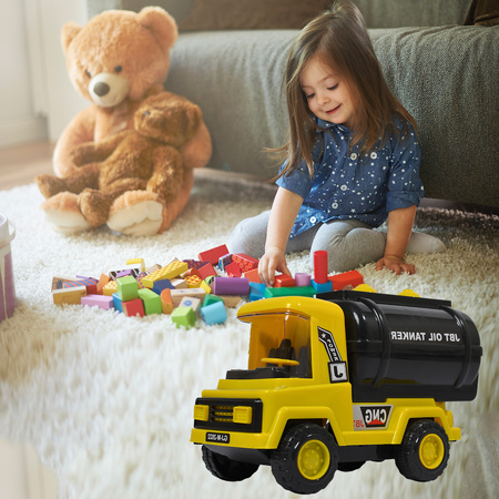 4484 Big Size Heavy Duty Unbreakable Friction Powered With Engine Sound While Running Non Electric Toy Tempo Oil - Water Tanker Vehicle Truck For Kids Size