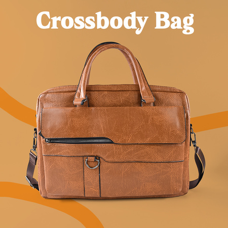 Premium Faux Leather Multipurpose Messenger Briefcase With Shoulder Strap (1 Pc)