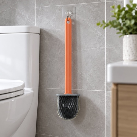 Toilet Cleaning Brush With Long Handle And Wall Hook (1 Pc 34.5x8 Cm)