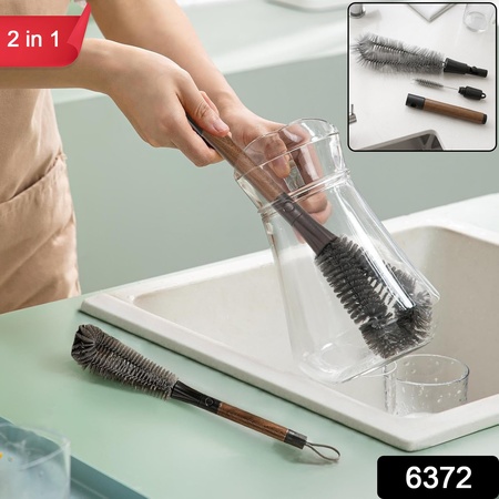 2 In 1 Detachable Dual Head Bottle Cleaning Brush With Long Grip Handle (1 Pc)