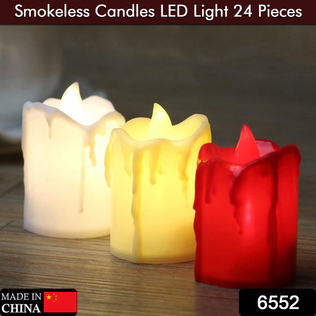 Multicolor Flameless Melted Design Candles For Decoration – Set Of 24pc
