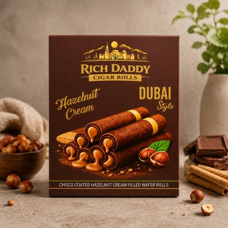 Rich Daddy Hazelnut Cream Cigar Rolls  Premium Dubai Style Snack