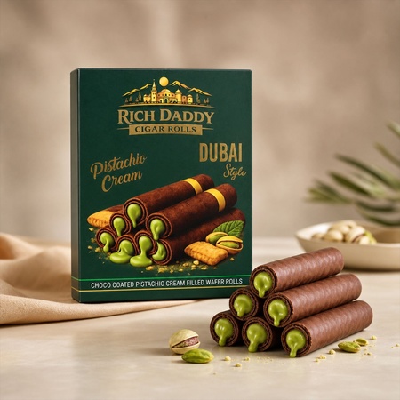 Pistachio Cream Cigar Rolls  Luxurious Dubai Style Snack
