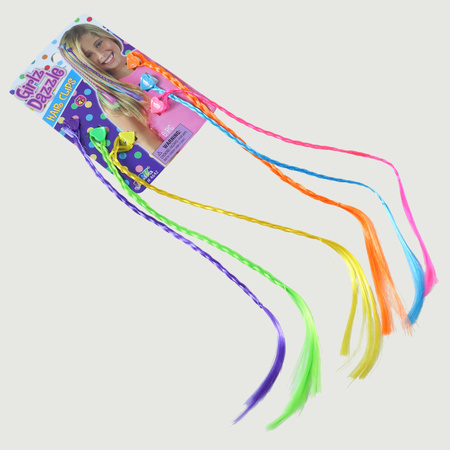Colourful Braided Hair Extension Streaks For Girls Kids (6 Pc)