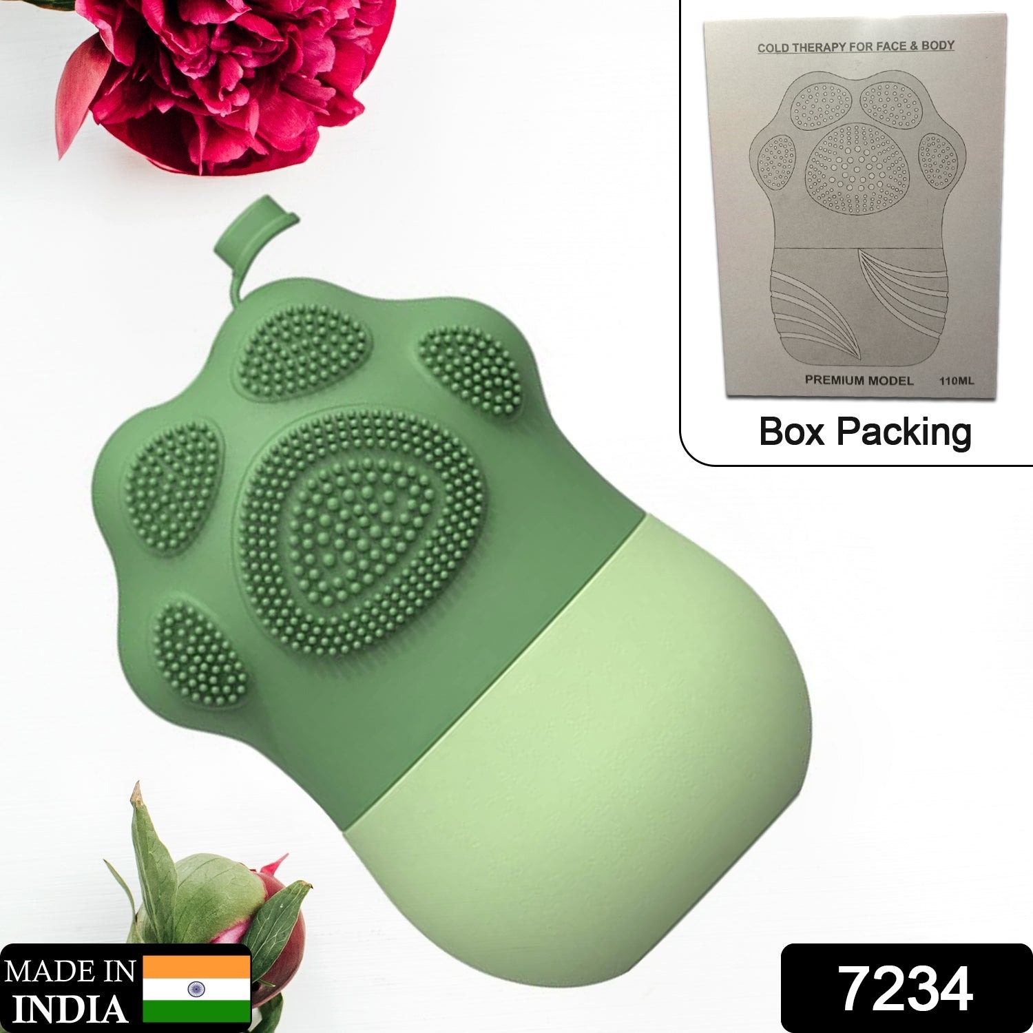 7234 Ice Roller For Face Massage Eye Anti-leak Silicone Ice Face Roller Ice Mould With Cleansing Brush Ice Facial Roller For Eliminate Edema Calm Skin Shrink Pore Women Skin Care