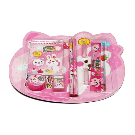 7958 8 In1 Mix Stationery Gift Set For Kids Stationary Set Including Pencil Ruler Rubber Pencil Sharpener Pencil Cover School Office Product Gift