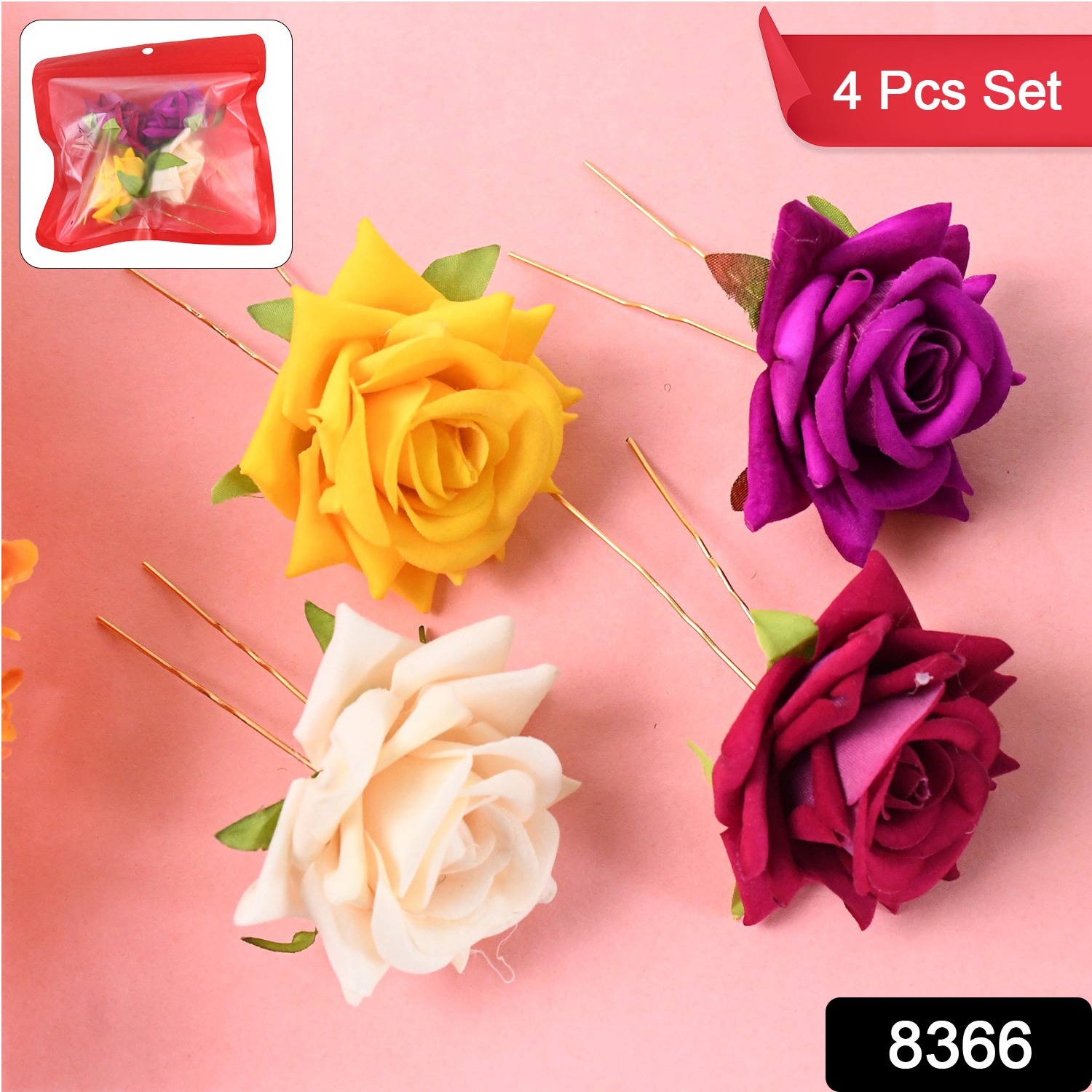 Colourful Flowing Flower Hair Pin (4 Pcs Set Mix Color)