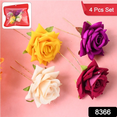 Colourful Flowing Flower Hair Pin (4 Pcs Set Mix Color)