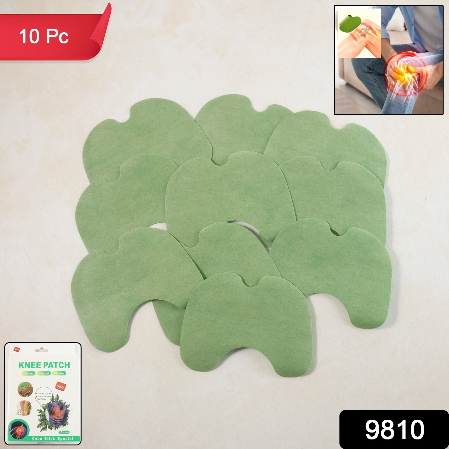 Knee Relief Patch Set Herbal-infused Adhesive Patches (10 Pc Set)